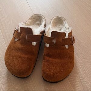 Birkenstock Boston Shearling in Mink Suede 37